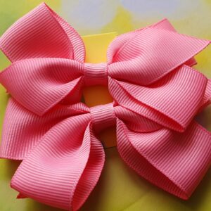 Pink Ribbon Hair Bows Layered Grosgrain Hair Clips for Girls Accessories for Kids