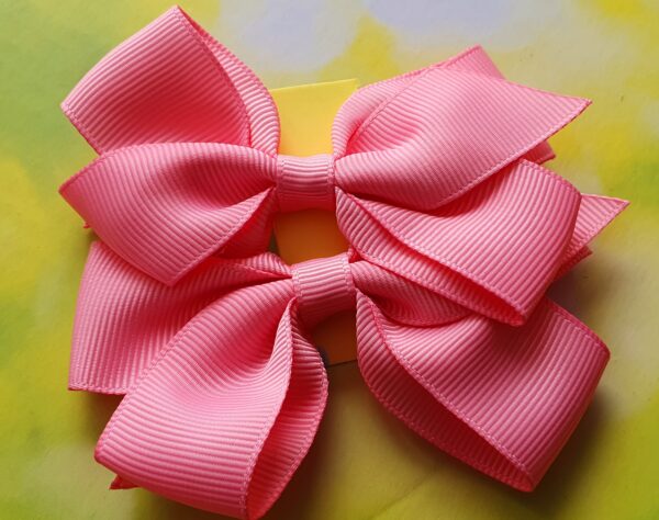 Pink Ribbon Hair Bows Layered Grosgrain Hair Clips for Girls Accessories for Kids