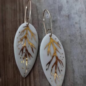 Elegant White Porcelain Leaf Earrings