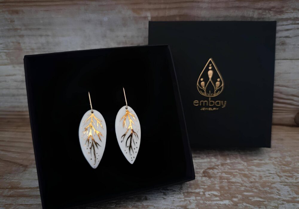 EmbayElegantWhitePorcelainLeafEarrings6