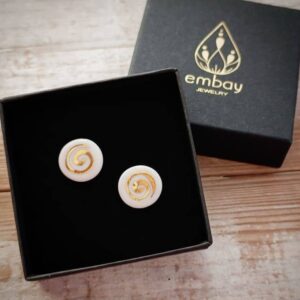 Gold Spiral Porcelain Earrings