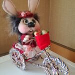 Hand made Rag doll Bunny on a wheels