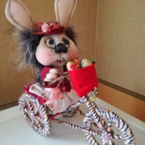 Hand made Rag doll Bunny on a wheels