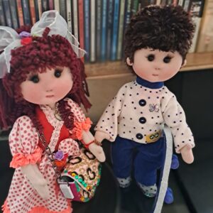 Handmade Rag doll a couple goes on a date.