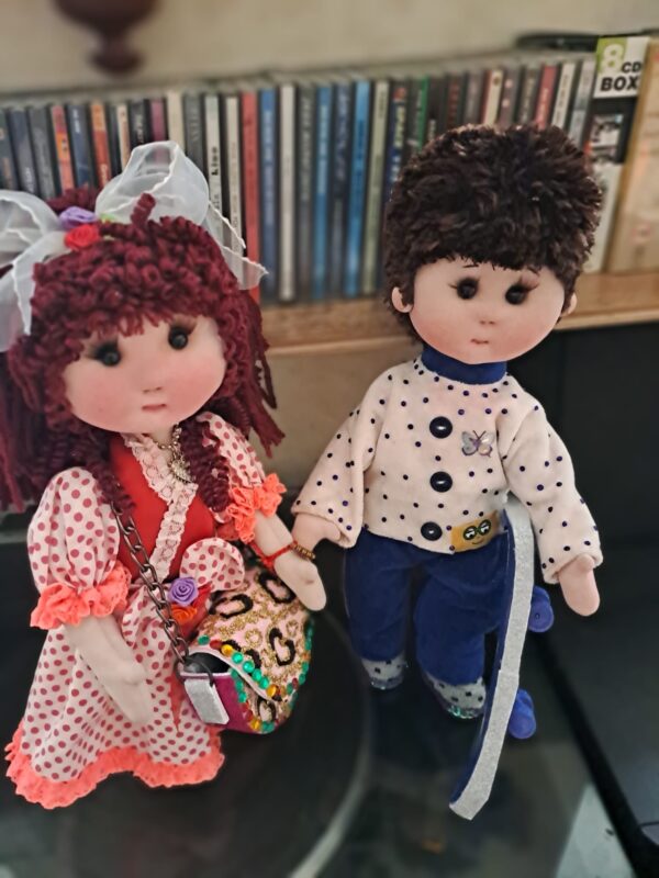 Handmade Rag doll a couple goes on a date.