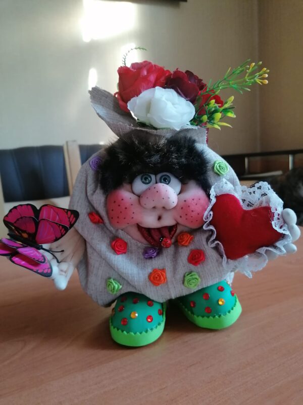 Handmade Rag doll when flowers are on your head and ladybugs are on your tongue