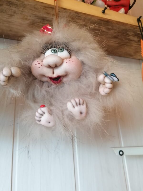 Whimsical Handmade Rag Doll | Unique Collectible Plush Toy surprise in the air