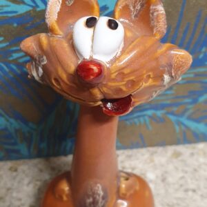 Studio Art Pottery Whimsical Cat Sculpture  Quirky Cartoon Cat Decor & Collectible Gift Handmade Pottery Cat Figurine