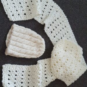 White Knitted Hat and Scarf for Women – Handmade Winter Set