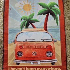 Retro Camper Van Metal Sign & Seashell Bunting Garland Set for Camper Van Garage Beach Hut