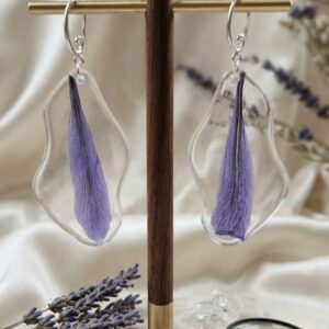 Preserved Iris Petal Earrings