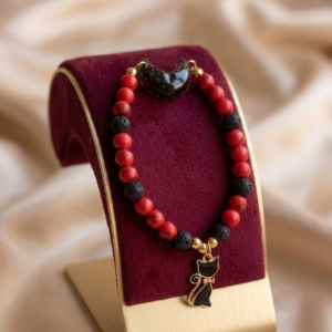 Crimson Moon Cat Bracelet – A Symbol of Mystery & Inner Fire