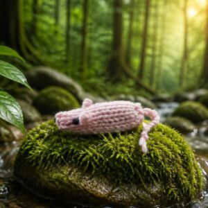 Handmade Crochet Mouse Cat Toy with Organic Catnip | Durable Knit Kitten Play Toy | Cute Pink Soft Yarn Cat Squeaker Alternative